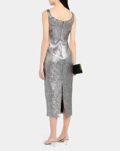 Roland Mouret Off-The-Shoulder Metallic Textured Jacquard Midi Dress | Thumbnail 3 Roland Mouret Off-The-Shoulder Metallic Textured Jacquard Midi Dress | Thumbnail 3