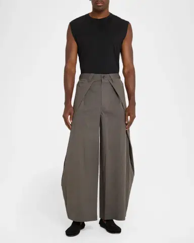 Issey Miyake Men's Overlap Cotton-Blend Wide-Leg Pants | Thumbnail 2 Issey Miyake Men's Overlap Cotton-Blend Wide-Leg Pants | Thumbnail 2