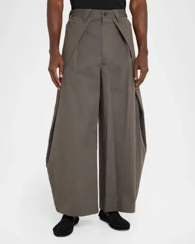 Issey Miyake Men's Overlap Cotton-Blend Wide-Leg Pants | Thumbnail 4 Issey Miyake Men's Overlap Cotton-Blend Wide-Leg Pants | Thumbnail 4