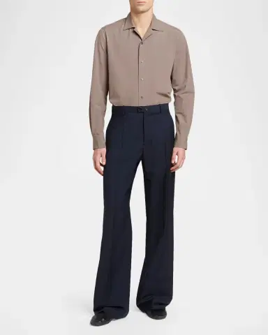 Jil Sander Men's Organic Cotton Notch Collar Button-Front Shirt | Thumbnail 2 Jil Sander Men's Organic Cotton Notch Collar Button-Front Shirt | Thumbnail 2