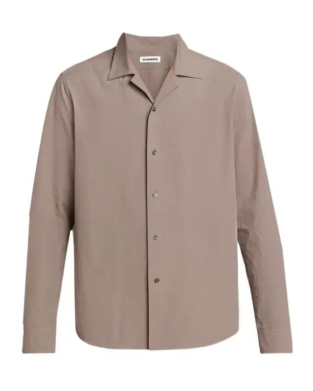 Jil Sander Men's Organic Cotton Notch Collar Button-Front Shirt