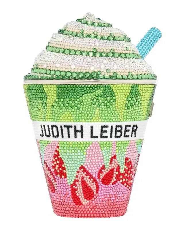 Judith Leiber Couture Matcha Frozen Drink Crystal Clutch Bag