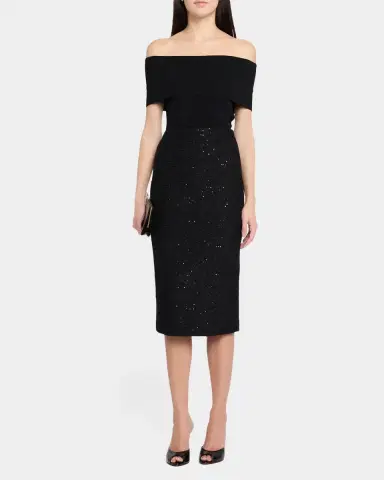 Roland Mouret Sequin Boucle Midi Pencil Skirt | Thumbnail 2