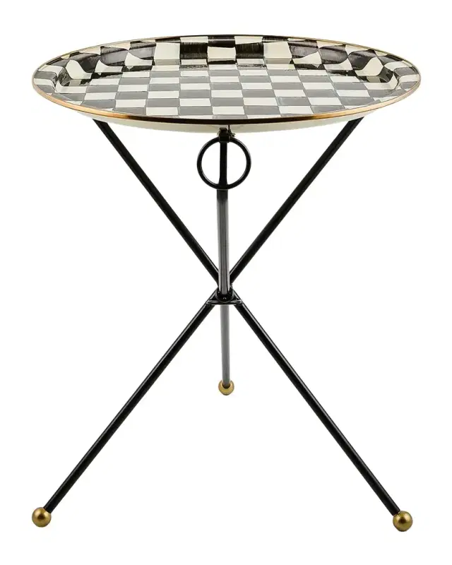 MacKenzie-Childs Courtly Check Enamel Tilt Accent Table