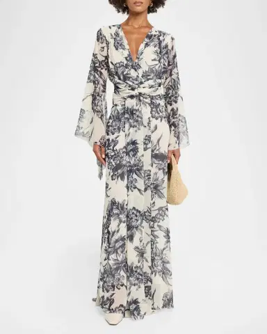 Chiara Boni La Petite Robe Pawel Twist-Front Floral Gown | Thumbnail 4 Chiara Boni La Petite Robe Pawel Twist-Front Floral Gown | Thumbnail 4