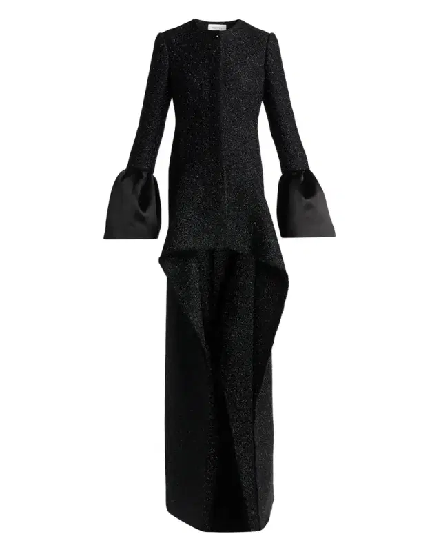 Alexander McQueen Metallic Tweed Single-Breasted Long Coat