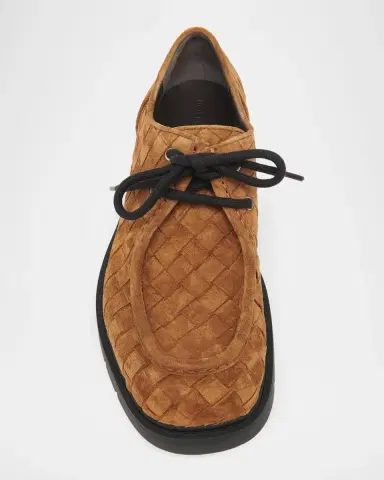 Bottega Veneta Men's Haddock Suede Moc-Toe Derby Shoes | Thumbnail 6 Bottega Veneta Men's Haddock Suede Moc-Toe Derby Shoes | Thumbnail 6