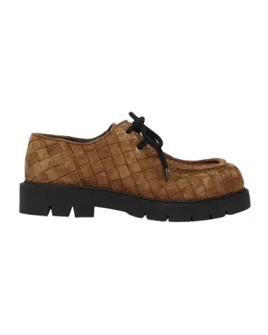 Bottega Veneta Men's Haddock Suede Moc-Toe Derby Shoes | Thumbnail 1 Bottega Veneta Men's Haddock Suede Moc-Toe Derby Shoes | Thumbnail 1