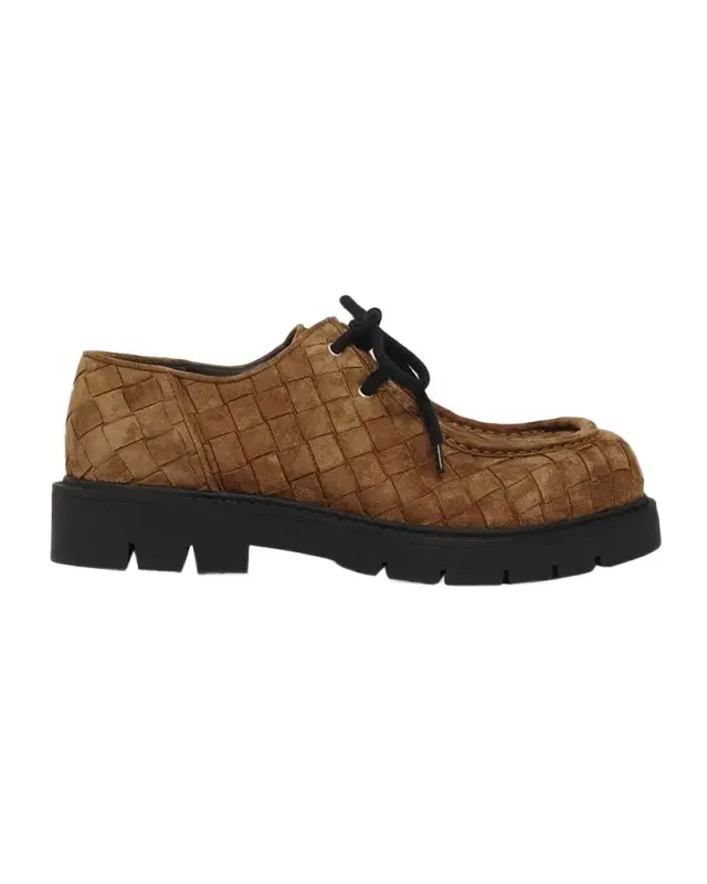 Bottega Veneta Men's Haddock Suede Moc-Toe Derby Shoes