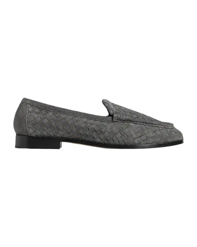 Bottega Veneta Men's Silenzio Intrecciato Suede Moc-Toe Loafers