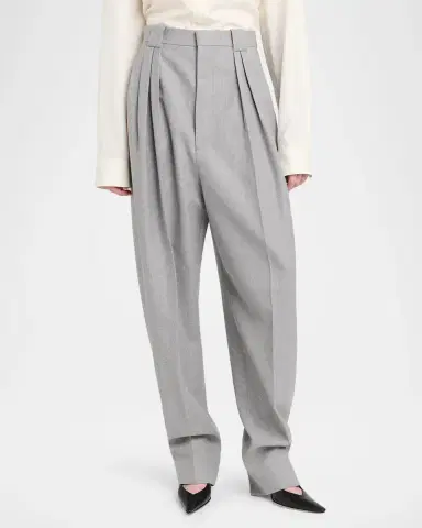 Bottega Veneta Pleated Wool Barrel-Leg Trousers | Thumbnail 3 Bottega Veneta Pleated Wool Barrel-Leg Trousers | Thumbnail 3