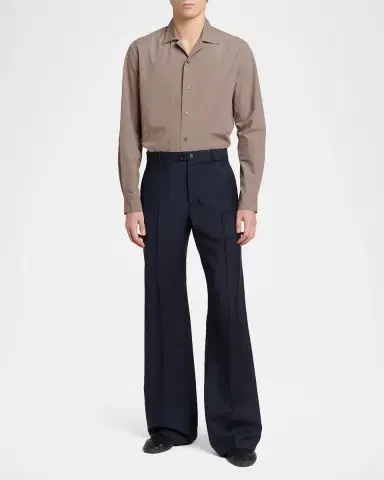 Jil Sander Men's Wool Blend Wide-Leg Trousers | Thumbnail 2