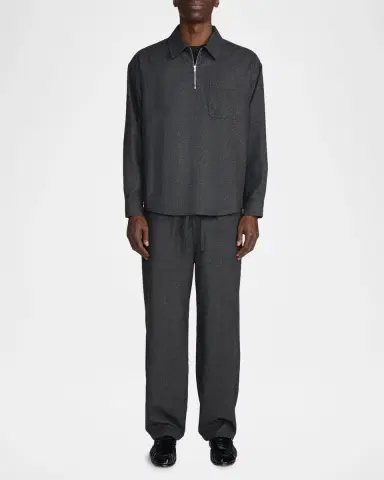 Frame Men's Wool-Blend Half-Zip Overshirt | Thumbnail 2