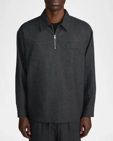Frame Men's Wool-Blend Half-Zip Overshirt | Thumbnail 4