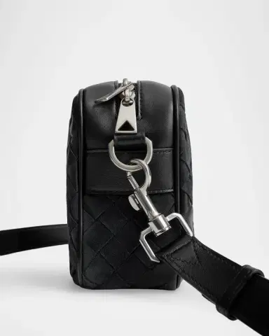 Bottega Veneta Men's Small Intrecciato Suede and Leather Camera Bag | Thumbnail 4 Bottega Veneta Men's Small Intrecciato Suede and Leather Camera Bag | Thumbnail 4