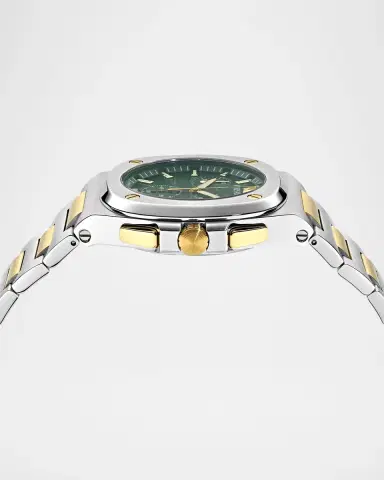Versace Men's Tolomeo Chrono Two-Tone Bracelet Watch, 40mm | Thumbnail 4 Versace Men's Tolomeo Chrono Two-Tone Bracelet Watch, 40mm | Thumbnail 4