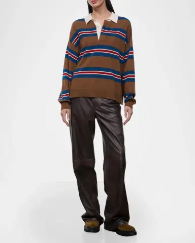 Staud Michael Striped Cashmere Polo Sweater | Thumbnail 2 Staud Michael Striped Cashmere Polo Sweater | Thumbnail 2