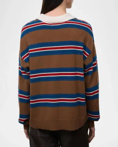 Staud Michael Striped Cashmere Polo Sweater | Thumbnail 3 Staud Michael Striped Cashmere Polo Sweater | Thumbnail 3