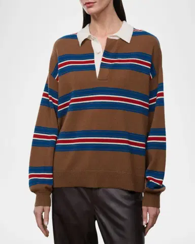 Staud Michael Striped Cashmere Polo Sweater | Thumbnail 4 Staud Michael Striped Cashmere Polo Sweater | Thumbnail 4