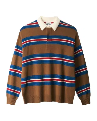 Staud Michael Striped Cashmere Polo Sweater | Thumbnail 1 Staud Michael Striped Cashmere Polo Sweater | Thumbnail 1
