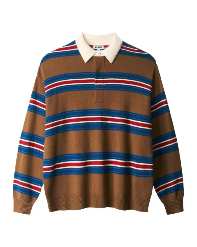 Staud Michael Striped Cashmere Polo Sweater