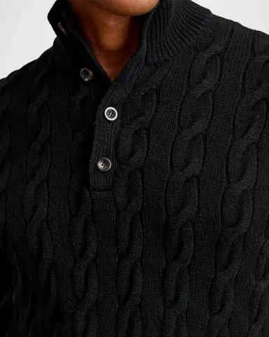 Ralph Lauren Purple Label Men's Cable-Knit Cashmere Mock Neck Sweater | Thumbnail 5