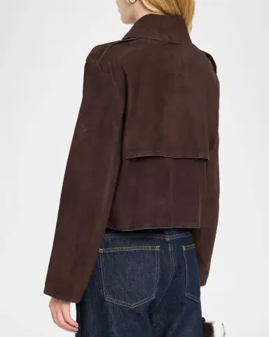 Theory Suede Cropped Trench Coat | Thumbnail 3 Theory Suede Cropped Trench Coat | Thumbnail 3