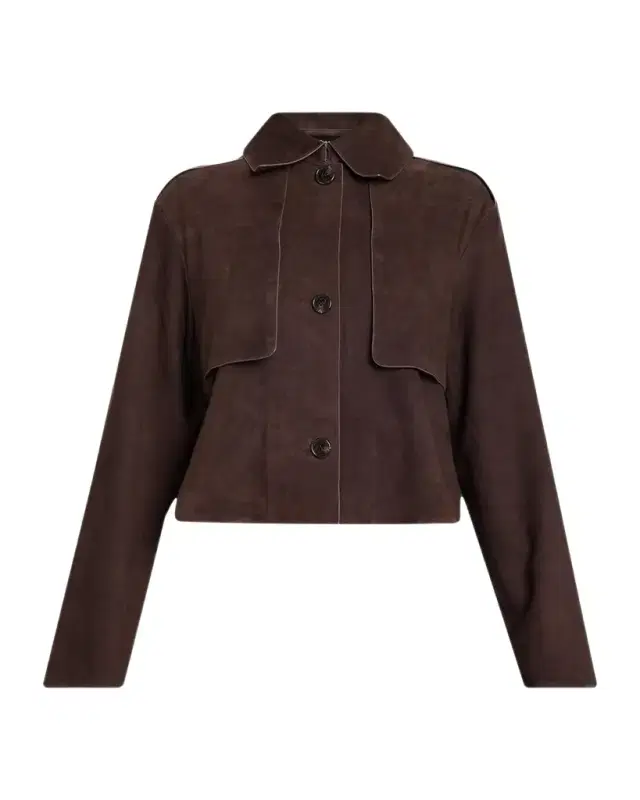 Suede Cropped Trench Coat Suede Cropped Trench Coat