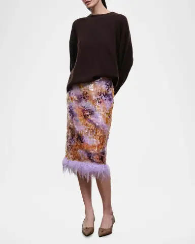 Staud Lark Sequined Feather-Hem Skirt | Thumbnail 2 Staud Lark Sequined Feather-Hem Skirt | Thumbnail 2