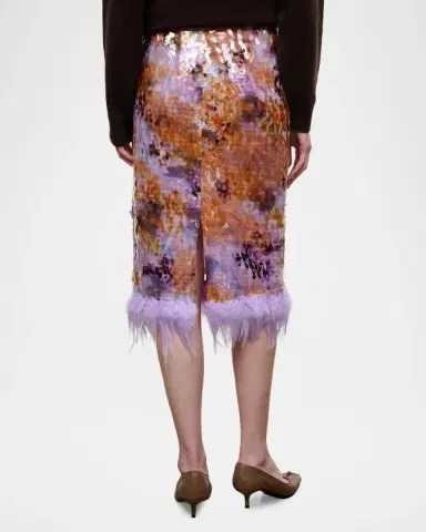 Staud Lark Sequined Feather-Hem Skirt | Thumbnail 3 Staud Lark Sequined Feather-Hem Skirt | Thumbnail 3