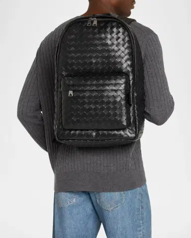 Bottega Veneta Men's Medium Intrecciato Leather Backpack | Thumbnail 2 Bottega Veneta Men's Medium Intrecciato Leather Backpack | Thumbnail 2