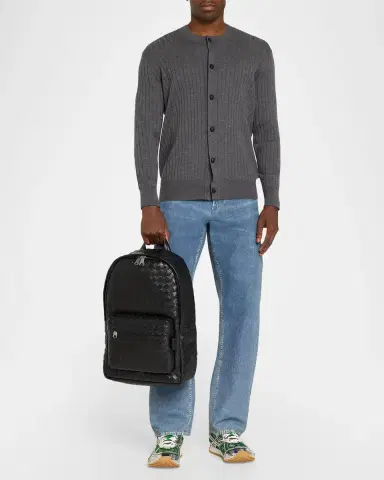 Bottega Veneta Men's Medium Intrecciato Leather Backpack | Thumbnail 5 Bottega Veneta Men's Medium Intrecciato Leather Backpack | Thumbnail 5