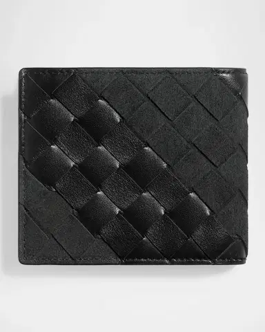 Bottega Veneta Men's Intrecciato Leather and Suede Bifold Wallet | Thumbnail 3 Bottega Veneta Men's Intrecciato Leather and Suede Bifold Wallet | Thumbnail 3