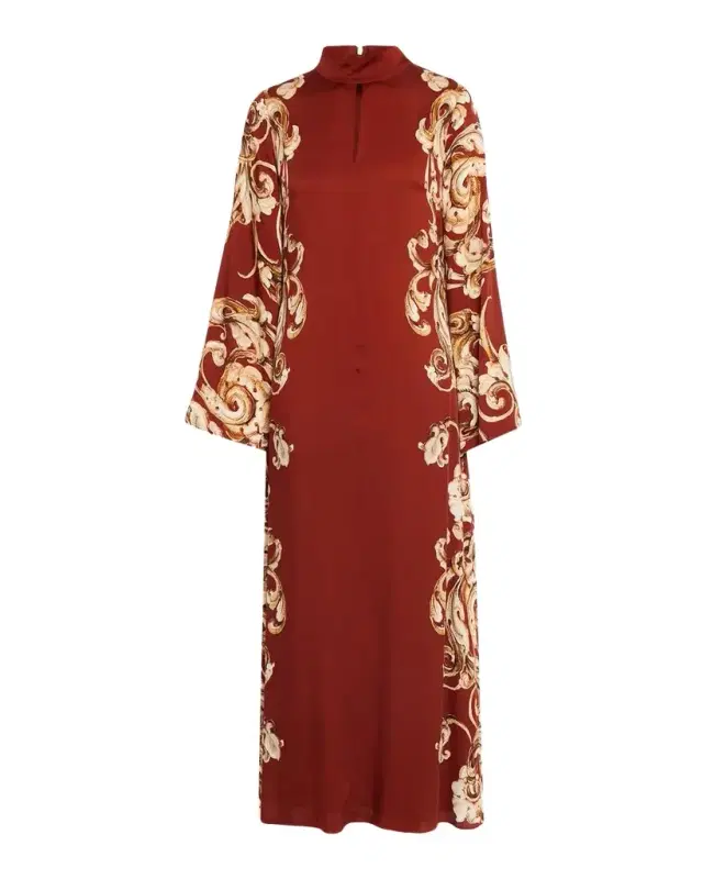 Elie Tahari The Analeia Scrollwork Mock-Neck Maxi Dress