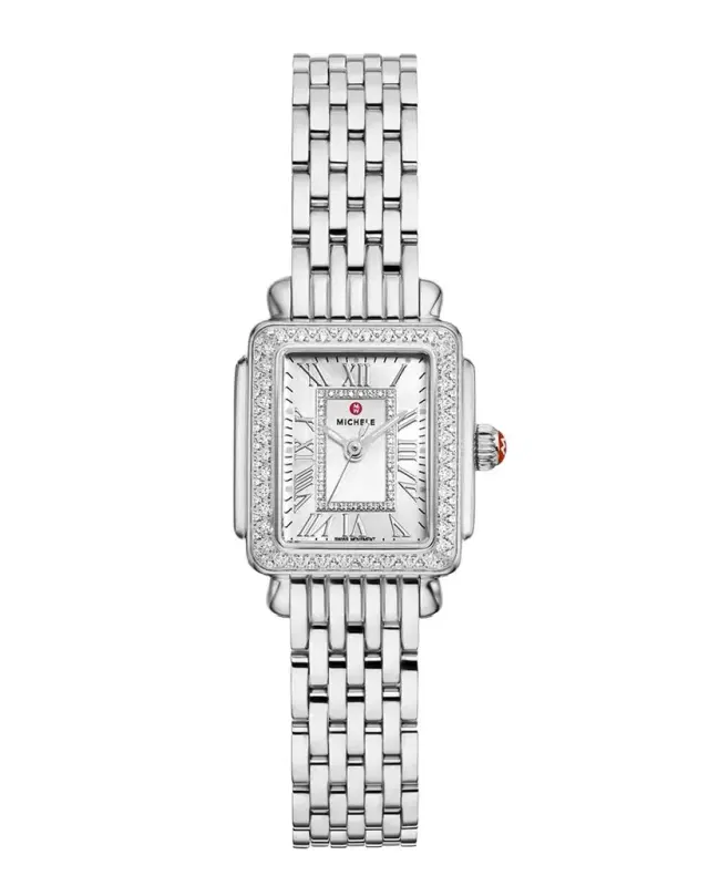 Michele Deco Madison Mini Diamond Stainless Steel Bracelet Watch