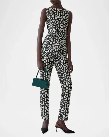 Carolina Herrera Leopard Jacquard Slim-Leg Ankle Cigarette Pants | Thumbnail 2