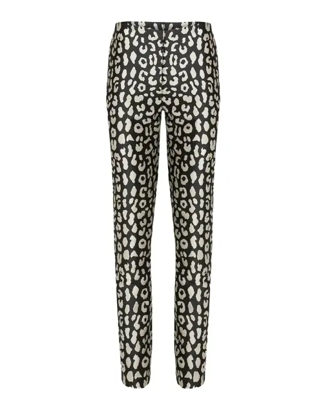 Carolina Herrera Leopard Jacquard Slim-Leg Ankle Cigarette Pants