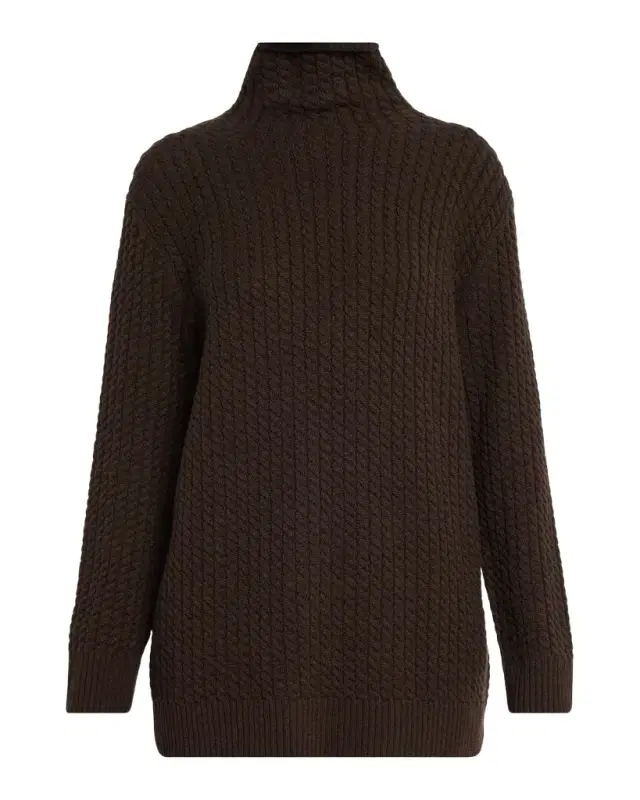 Lafayette 148 New York Cable-Knit Cashmere Turtleneck Sweater