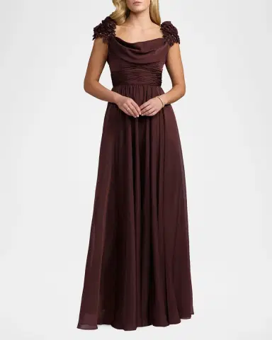 Mac Duggal Beaded Chiffon Cap-Sleeve Gown | Thumbnail 2 Mac Duggal Beaded Chiffon Cap-Sleeve Gown | Thumbnail 2