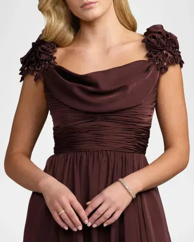Mac Duggal Beaded Chiffon Cap-Sleeve Gown | Thumbnail 4 Mac Duggal Beaded Chiffon Cap-Sleeve Gown | Thumbnail 4