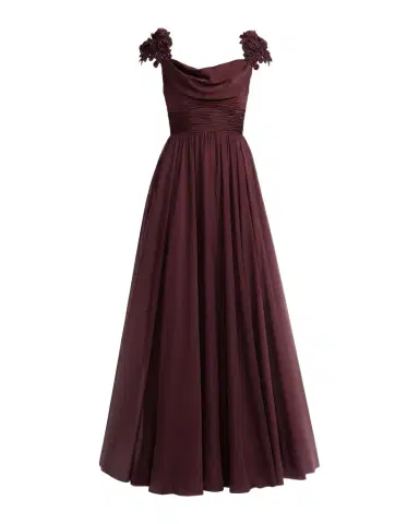 Mac Duggal Beaded Chiffon Cap-Sleeve Gown | Thumbnail 1 Mac Duggal Beaded Chiffon Cap-Sleeve Gown | Thumbnail 1