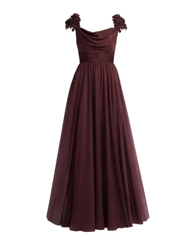 Mac Duggal Beaded Chiffon Cap-Sleeve Gown