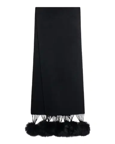 Gorski Select Cashmere Stole With Lamb Shearling Poms | Thumbnail 1
