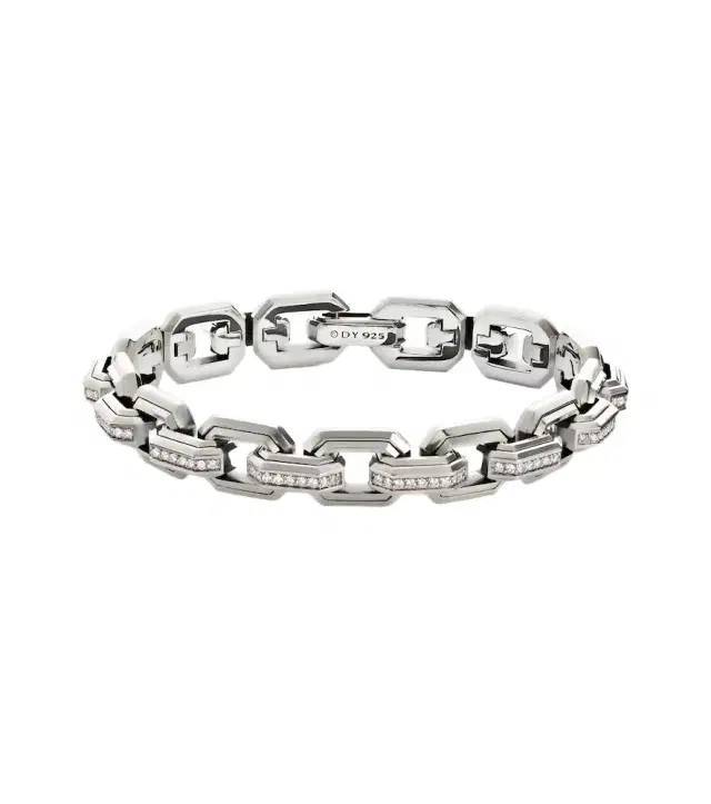 David Yurman 925 sterling silver chain bracelet with diamonds