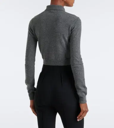 Mugler Cropped cashmere polo sweater | Thumbnail 2 Mugler Cropped cashmere polo sweater | Thumbnail 2