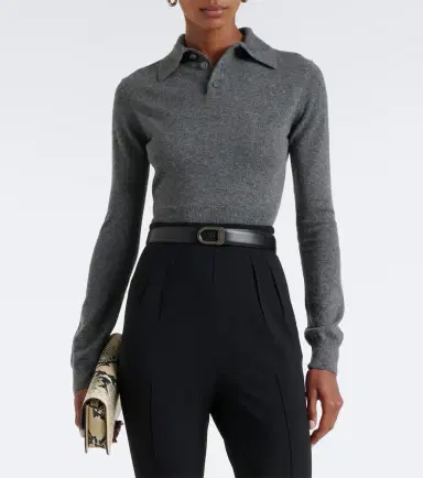 Mugler Cropped cashmere polo sweater | Thumbnail 4 Mugler Cropped cashmere polo sweater | Thumbnail 4