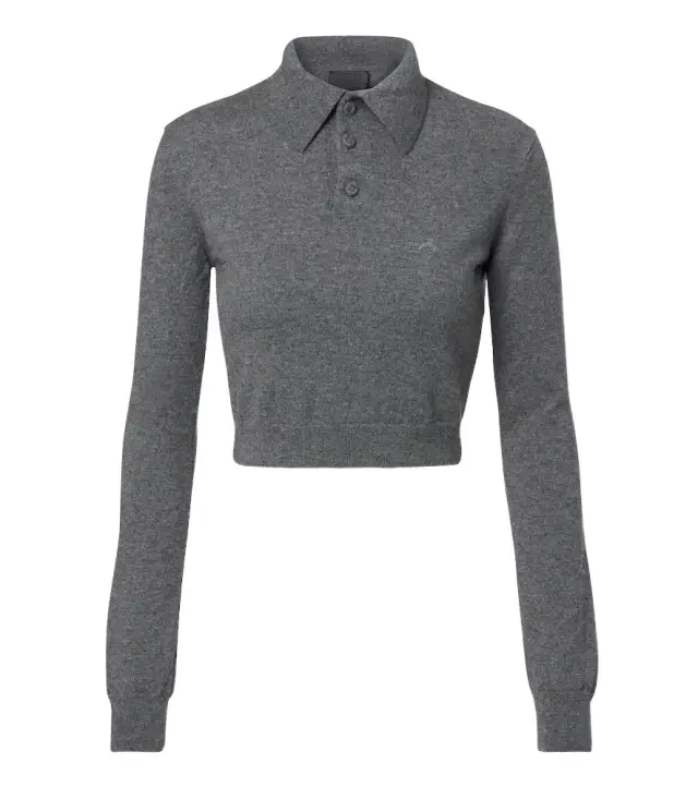 Cropped cashmere polo sweater