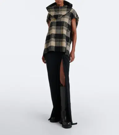 Rick Owens Floating checked cotton and wool top | Thumbnail 4 Rick Owens Floating checked cotton and wool top | Thumbnail 4