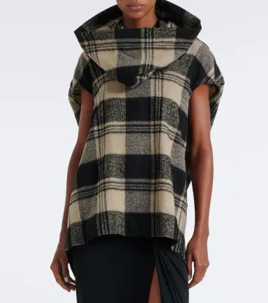 Rick Owens Floating checked cotton and wool top | Thumbnail 7 Rick Owens Floating checked cotton and wool top | Thumbnail 7