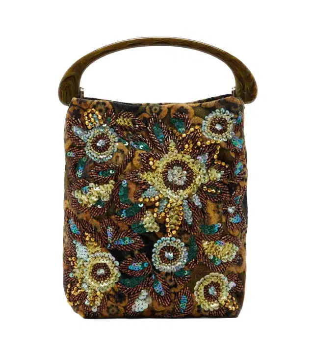 Dries Van Noten Embellished floral jacquard top-handle bag